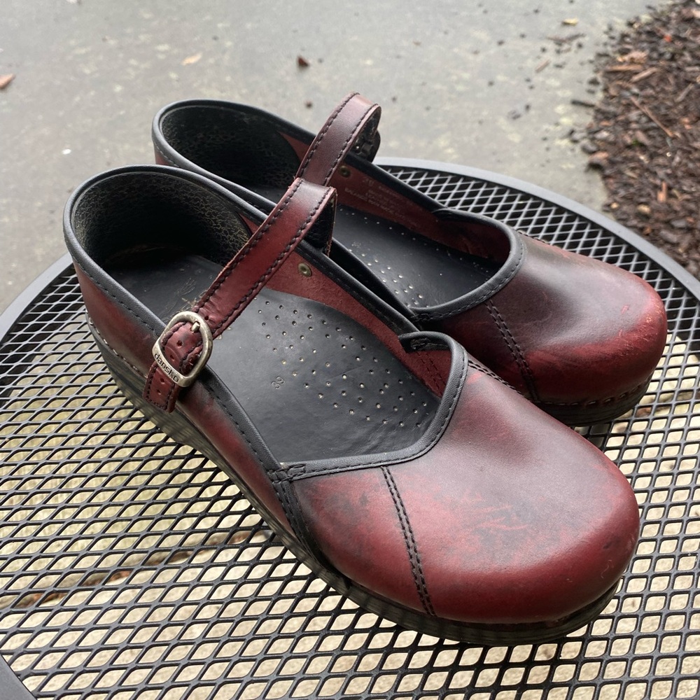 Dansko Burgundy Mary Jane Leather Shoes